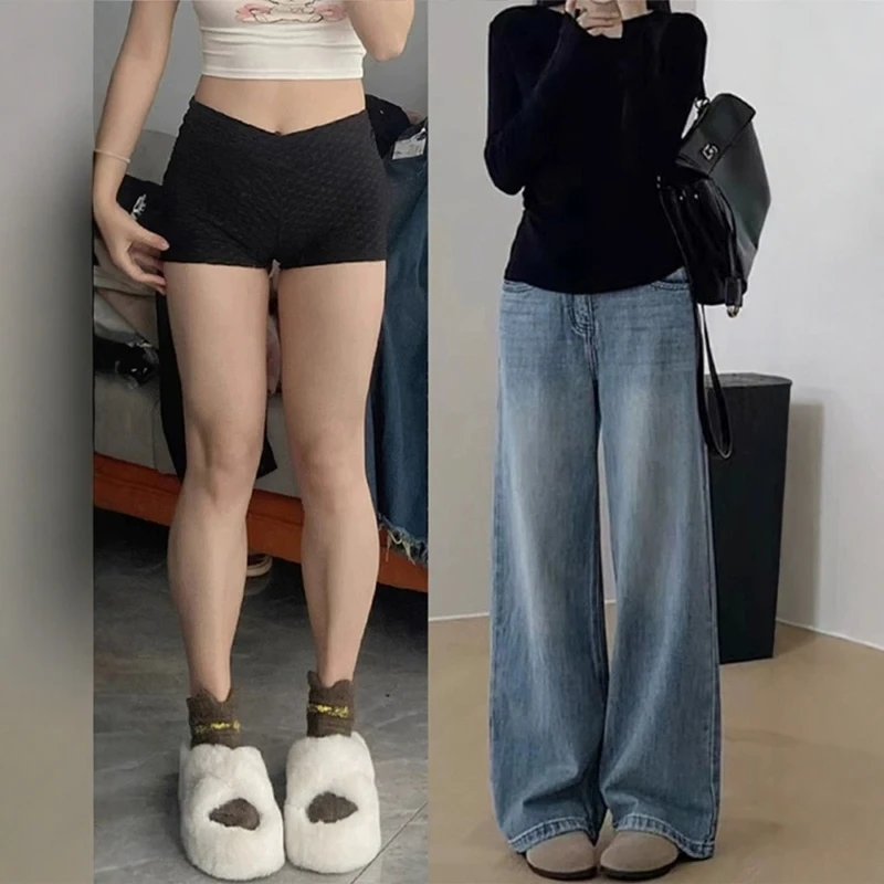 

High Waist Straight Leg Light Blue Korean Style Retro Jeans Women's Summer Loose Slimming Large Size Wide Leg Pants