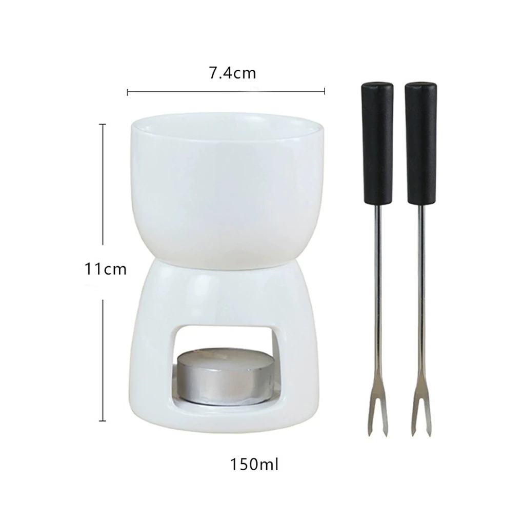 Tazas para fondue de chocolate con tenedores – Tazas de cerámica, gran capacidad, fáciles de usar para postres, fiestas, vacaciones (tazas