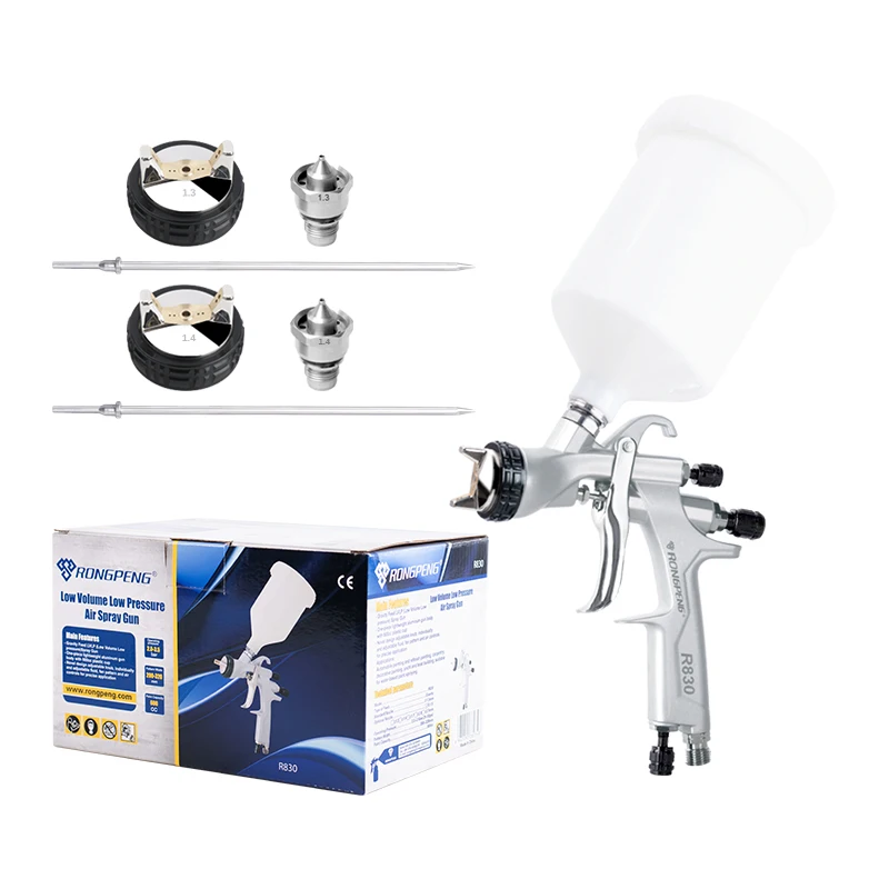 

RONGPENG Professional LVLP Spray Gun R830 Car Finish Painting 1.3/1.4/1.5/1.7/2.0mm Nozzle 600cc Cup Gravity Spray Gun Airbrush