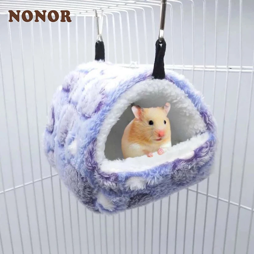 

NONOR Hamster House Warm Soft Beds And Houses Rodent Cage Printed Hammock for Rats Cotton Guinea Pig Accessories Small Animal