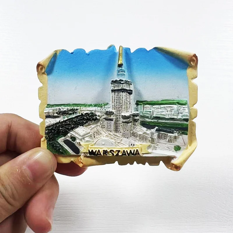 Варшава, польская городская архитектура, пейзаж, культурные и креативные магниты на холодильник, ценные 3D-украшения с ручной росписью
