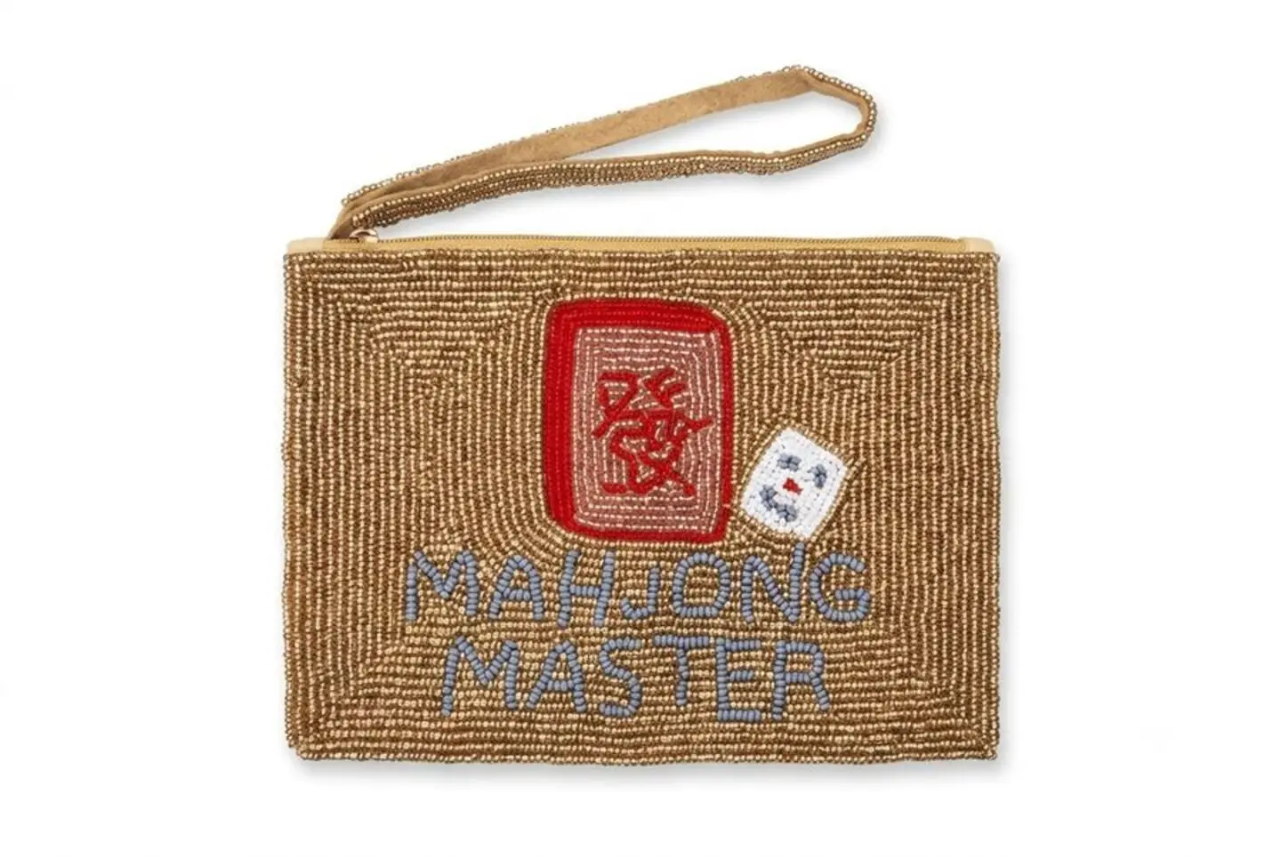 Mahjong Master Beaded Coin Purse Handmade Seed Bead Wristlet Pouch Women Zipper Clutch Mahjong Player Gift