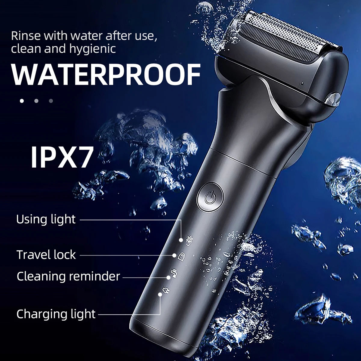 KIKIDO Professional Electric Shaver IPX7 Waterproof Shaver Rechargeable Electric Beard Trimmer Foil Shaving Machine for Men S6