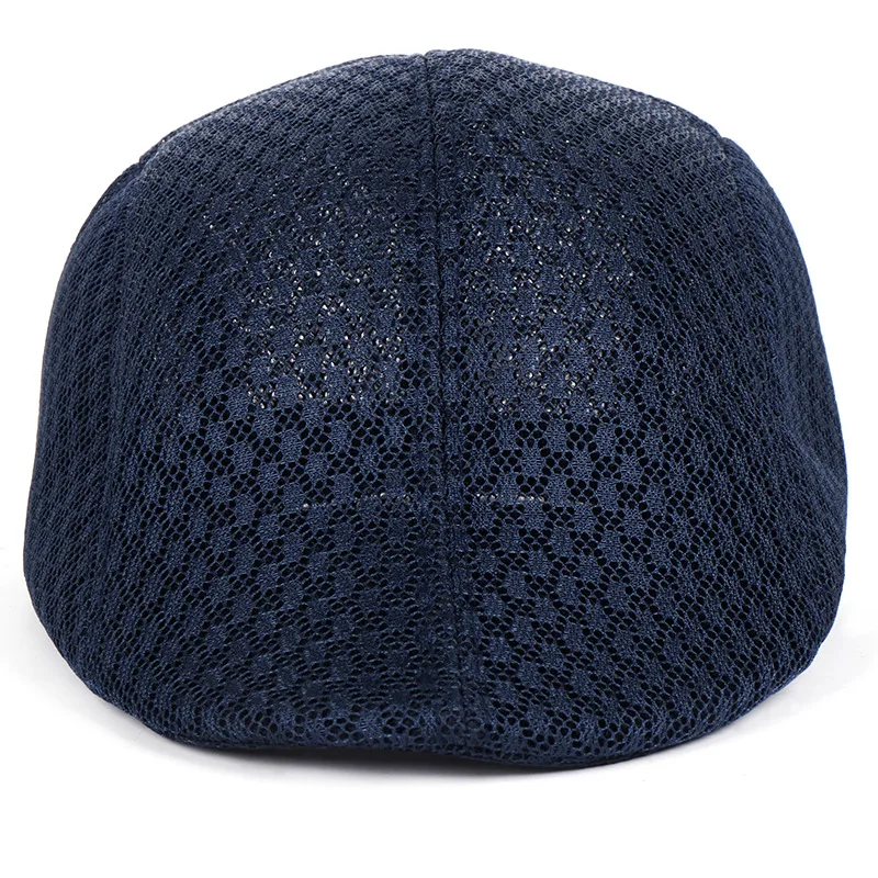 Unisex Casual Beret Hat Flat Cap Breathable Mesh Cap Newsboy Style Adjustable Summer Fashion Solid Color Black Hat For Men Women