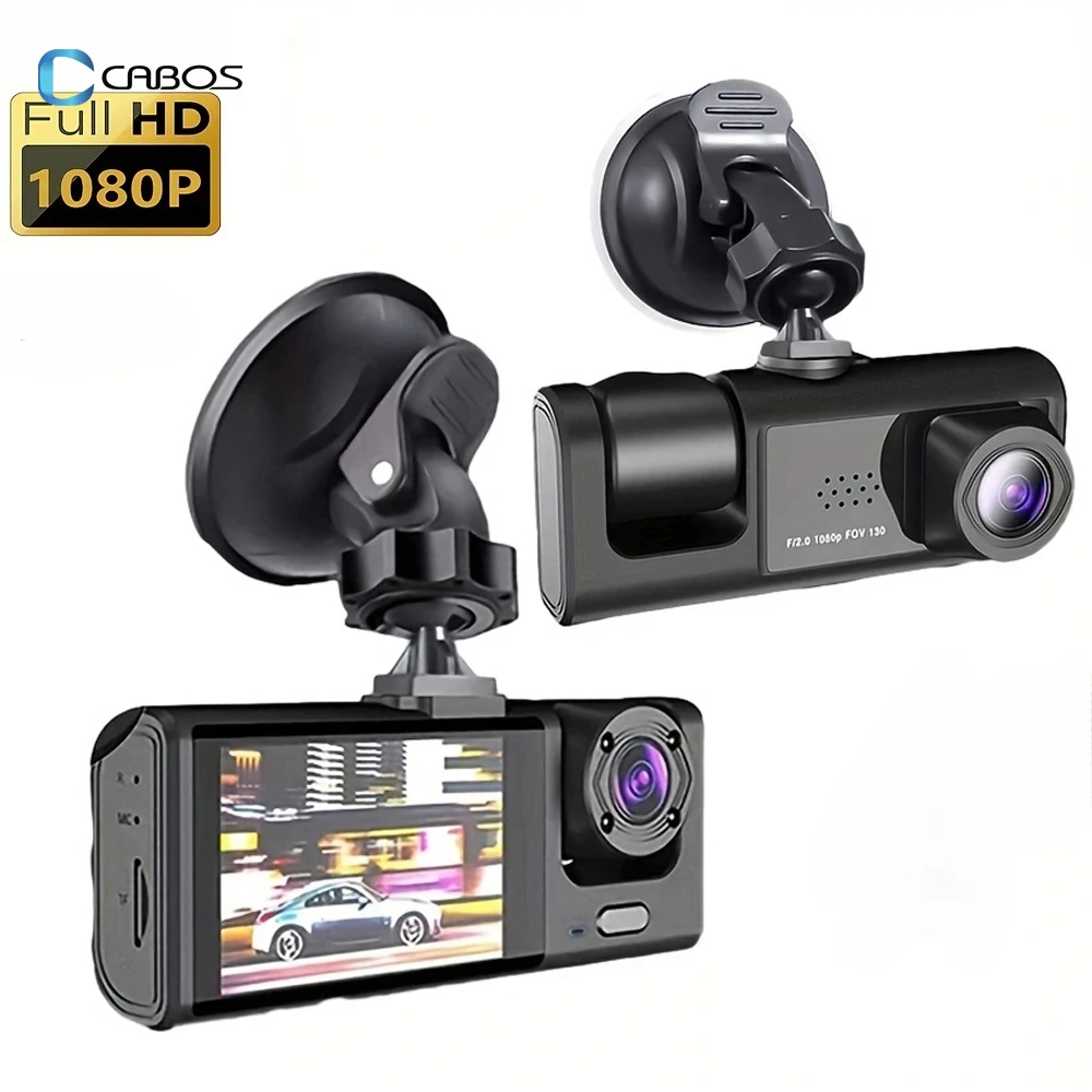 Dash Camera IR Night Vision Loop Recording & 2  IPS Screen 1080P 3 Camera ， DVR recorder, video recorder, Vehicle DVR