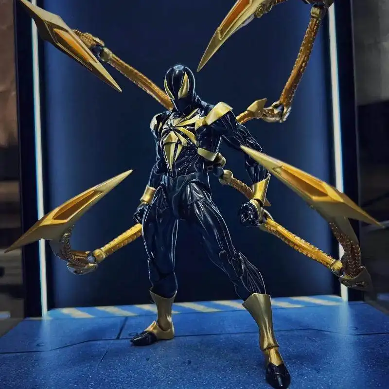 

Iron Spider Amazing Yamaguchi Spider Man Peter Parker Black Red Kaiyodo Action Figure Statue Model Collectible Fans For Toy Gift