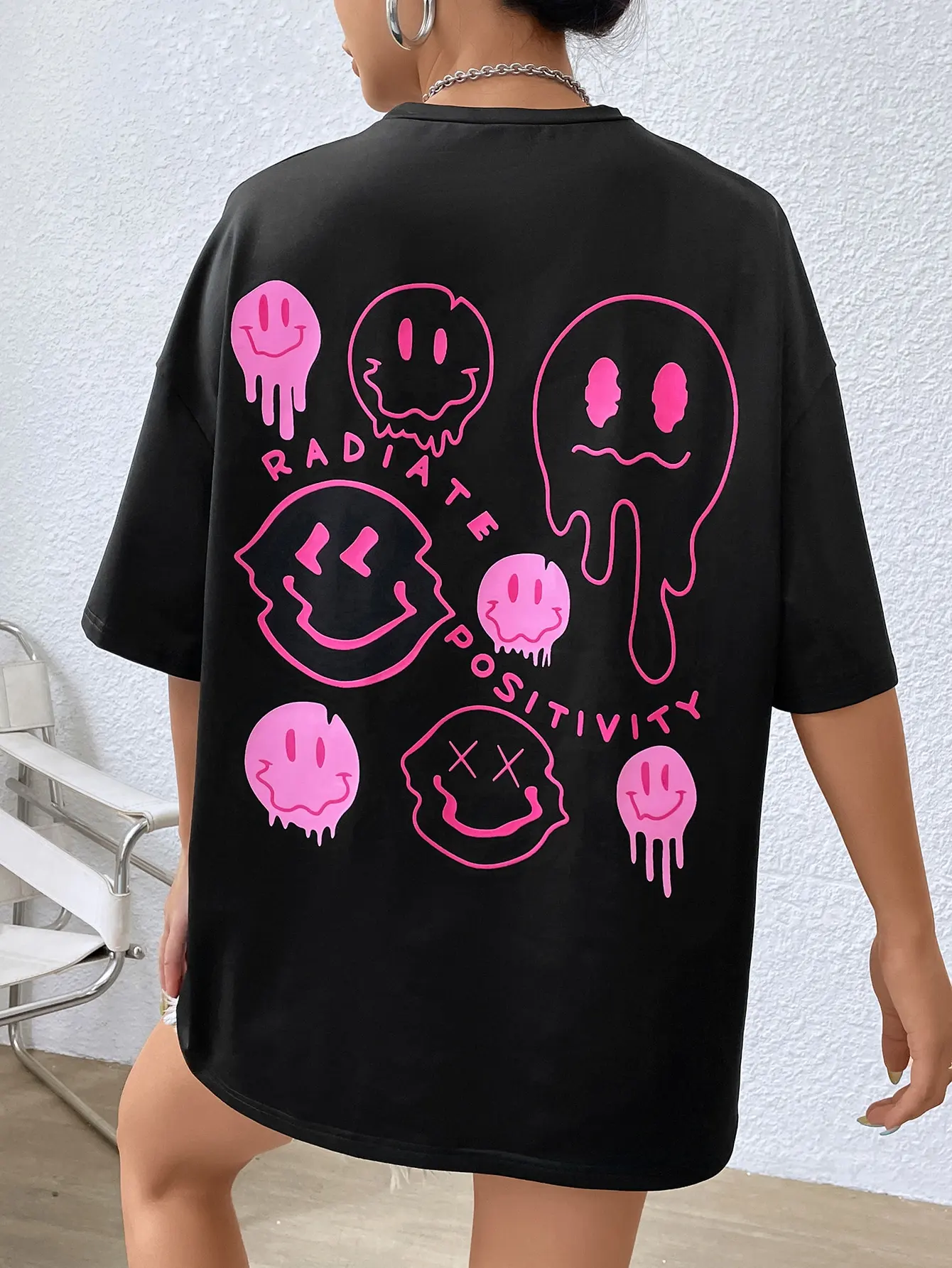 Camiseta rosa de manga corta para mujer, ropa informal de algodón, transpirable, talla grande