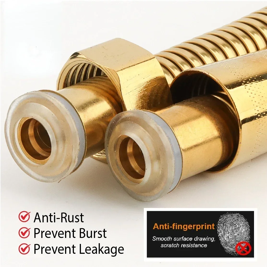BATHROOM FAUCET HOSE SHOWER HEAD HOSE TOOLS 1.5M GOLD BIDET STAINLESS STEEL FLEXIBLE HOSE