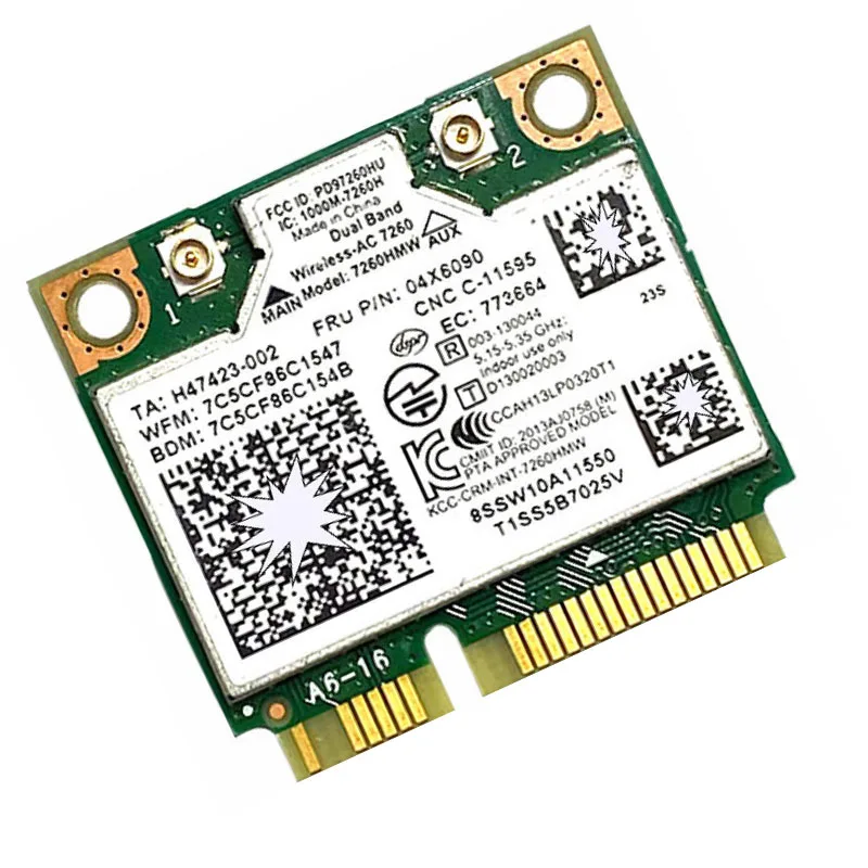 Dual Band Wireless-AC 7260 7260AC 7260HMW network card  4.0 Bluetooth adapter mini PCI-E 867Mbps for Lenovo 04X6090 04X6010