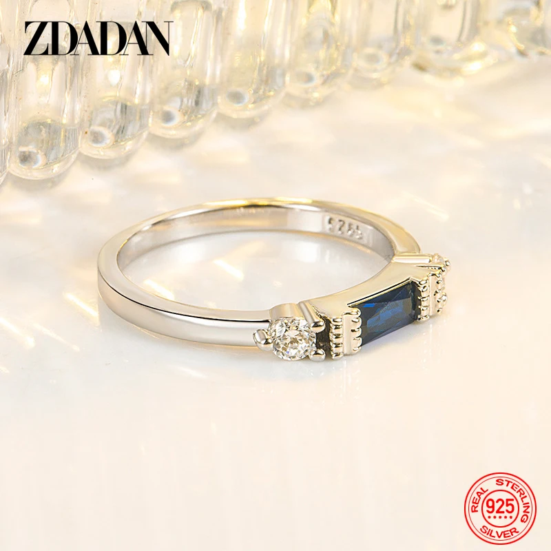 ZDADAN 925 Sterling Silver Rose Gold Red Zircon Ring For Women Fashion Jewelry Accessories Gift - view 4
