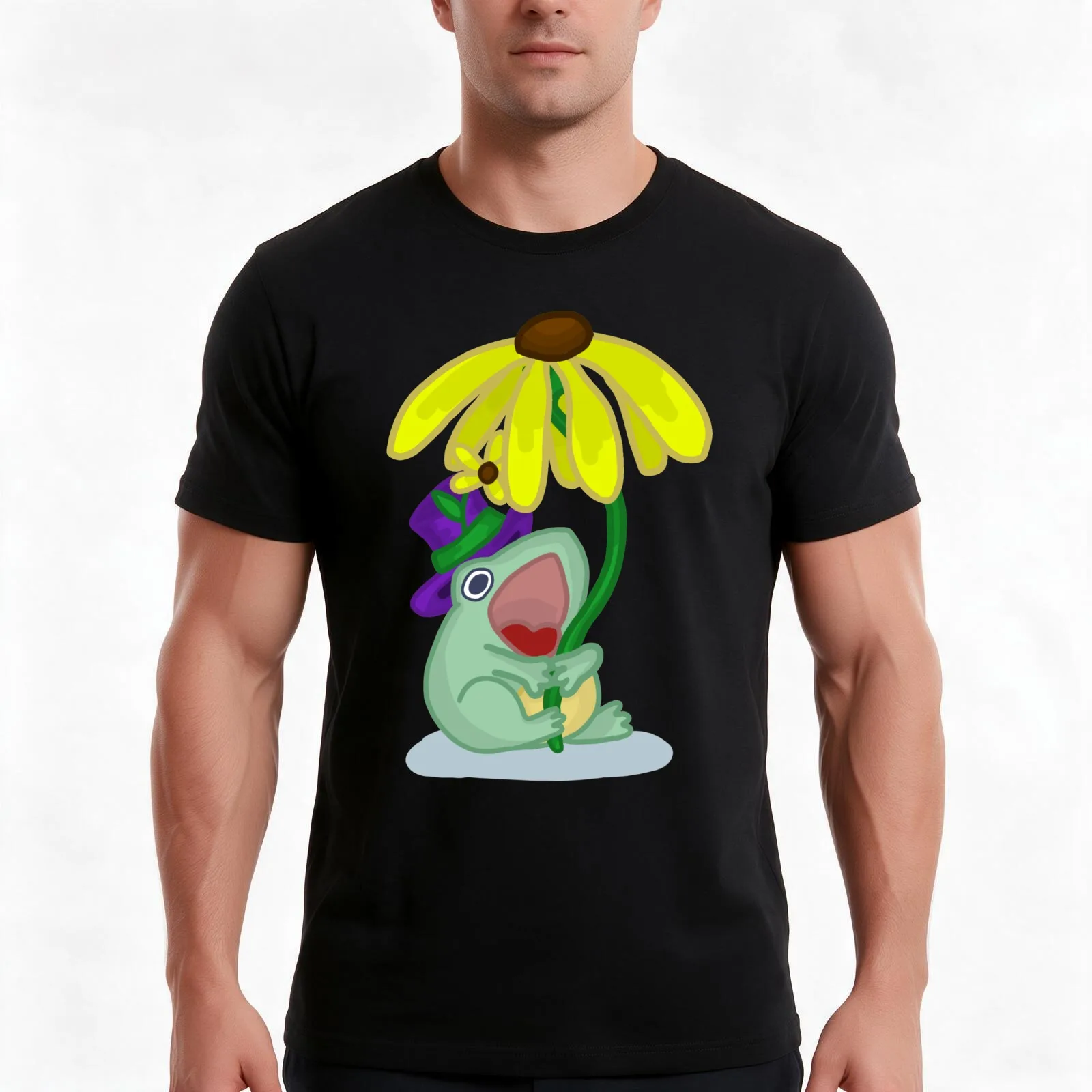 Tiny Screaming Frog Loves Their Umbrella T-Shirt, Summer Casual Cotton Tee, Oversized Streetwear Tops, Vintage Graphic Print