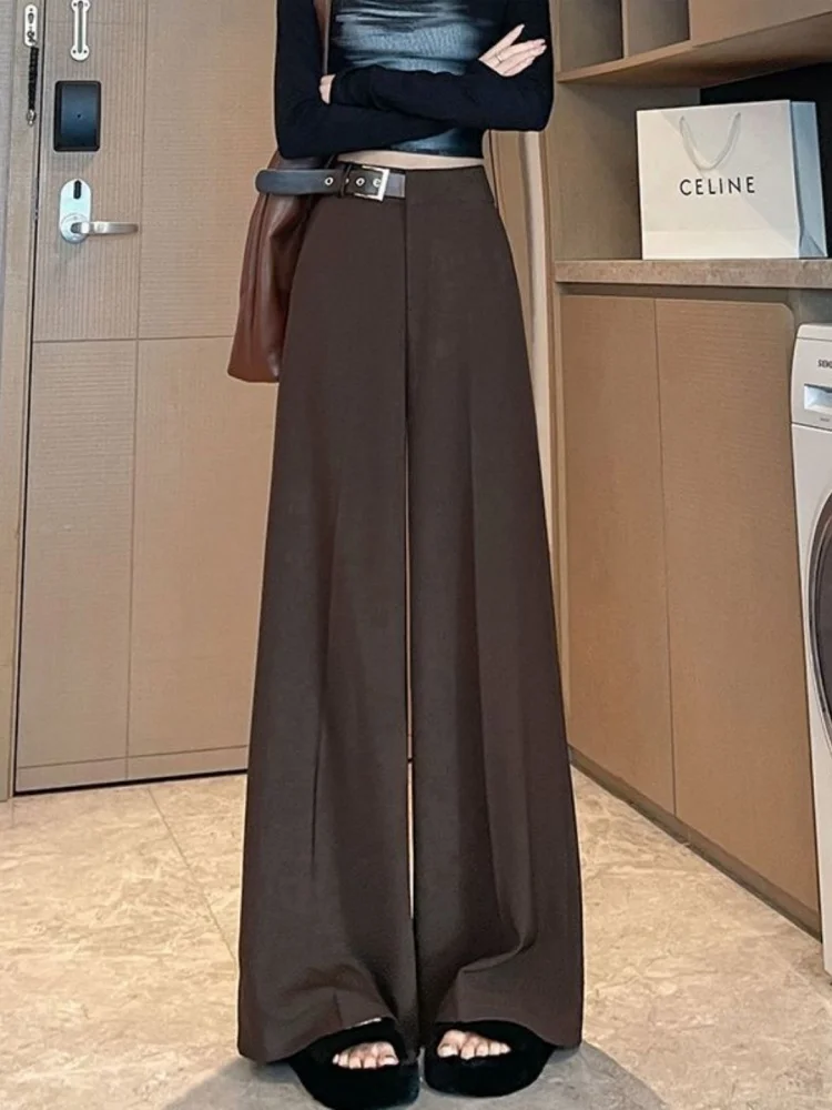 Hoge taille wijde pijpen pakbroek dames lente herfst losse draperie casual vloerlengte broek comfortabele rechte snit