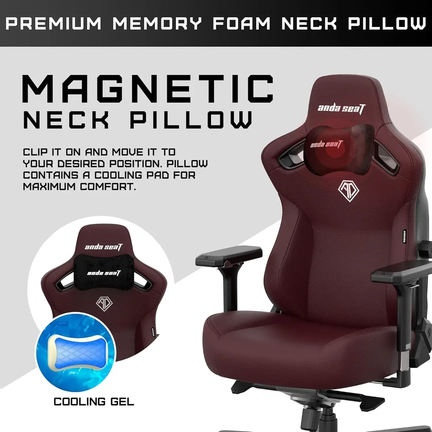 Adults - Ergonomic Maroon Leather Gaming Chairs with 5D Armrest, Comfortable Office Chair