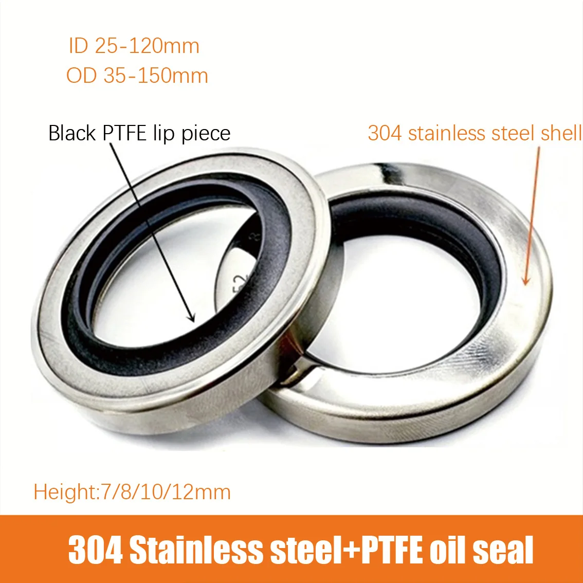 25/30/35-120*35/40/45/50-150*7/8/10/12 Ptfe Lip Oil Seal Stainless Steel Seals Dual Lip Screw Air Compressor Spare Parts 1Pcs