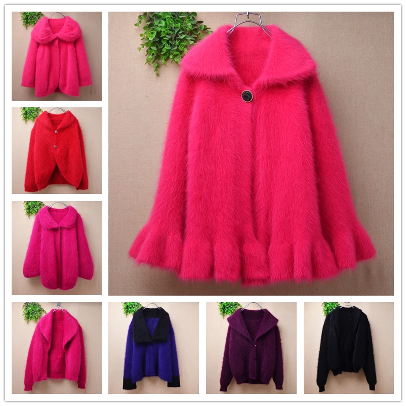 Женская одежда с розой, кашемировая вязаная норка с отложным воротником, милый топ, свободные кардиганы, плащ, свитер, мантия, жилет Женская одежда с розой, кашемировая вязаная норка с отложным воротником, милый топ, свободные кардиганы, плащ, свитер, мантия, жилет