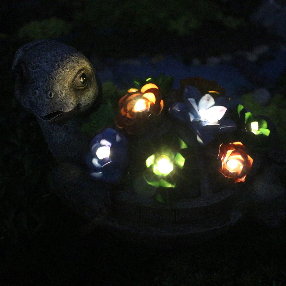 Immagine 5: Statua di tartaruga in resina con luce a LED - Accento da patio a risparmio energetico ‌