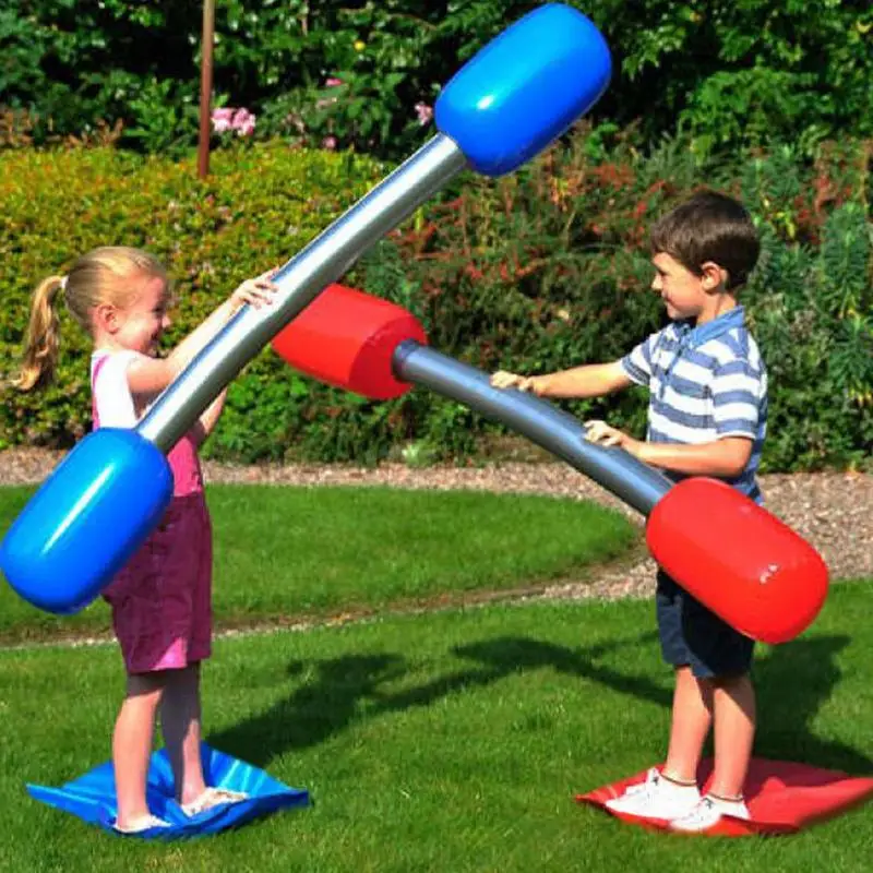 Inflatable Gladiator Jousting Sticks Mats Kit Yard Game Interactive Battle Stick Inflatable Gladiator Game For Kid Outdoor Toys