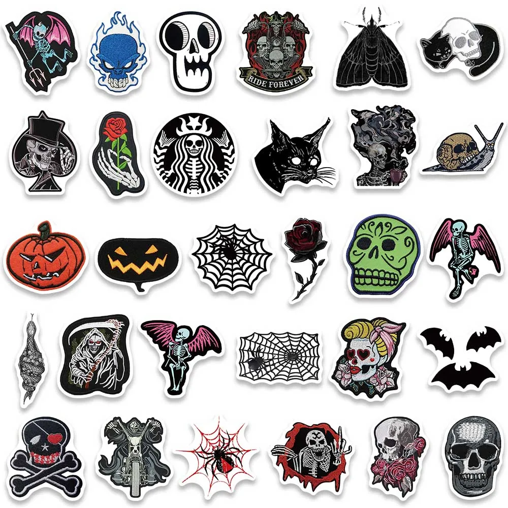 60pcs Punk Darkness Cartoon Spider Wed Skull Stickers Pack For Laptop Phone Guitar Luggage Waterproof Graffiti Car Decals