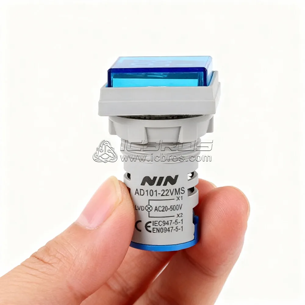 5pcs 22mm Large Screen Indicator Light Digital Display Square Voltmeter AC20~500V Digital Voltmeter Square Digital LED Indicator