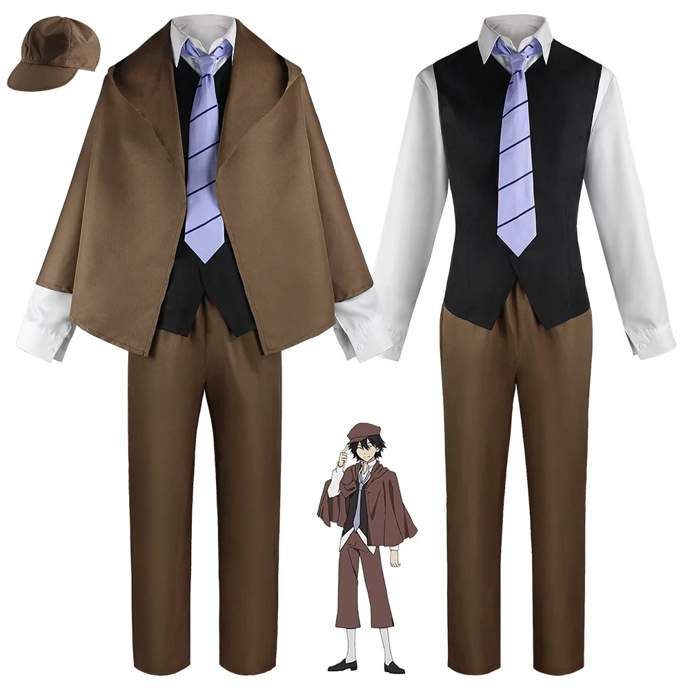 

Edogawa Ranpo Cosplay Costume Detective Outfit Uniform Cloak Shirt Vest Pants Hat Tie Suit Halloween Carnival Comic Con Clothes