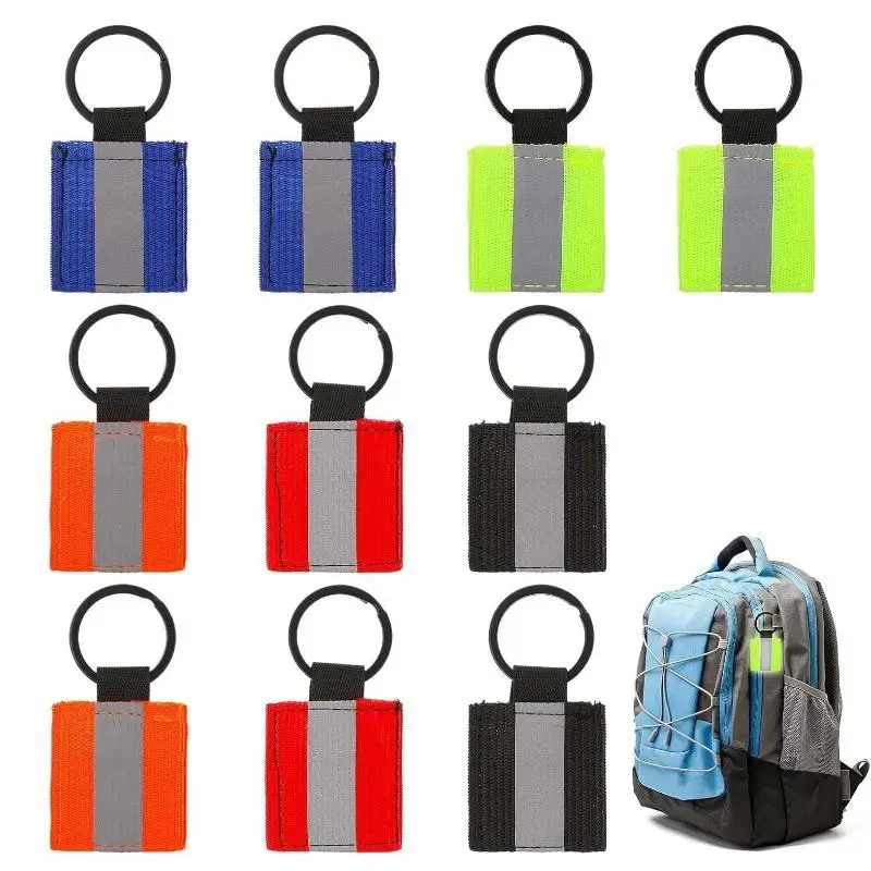 6Pcs Reflective Safety Keychain Pendant Night Cycling Bag Visible Marker Hanging Accessory