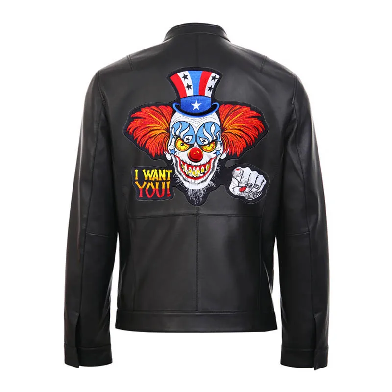 Confident Clown I Want You Comedy Entertainment  Large  Embroidery Patches For Jacket Back Vest  Biker Punk Accessories Sew On