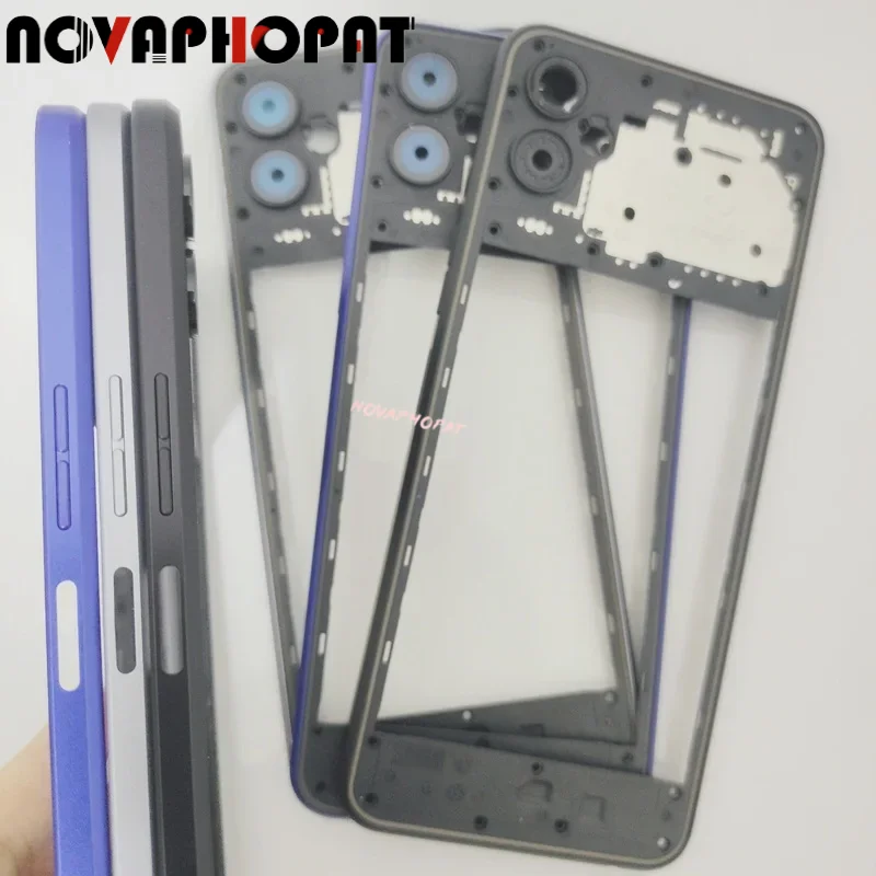 Novaphopat For Tecno Pova 4 LG7 LG7n Middle Frame Housing Case Middle Bezel Plate Cover With Side Volume Key Button