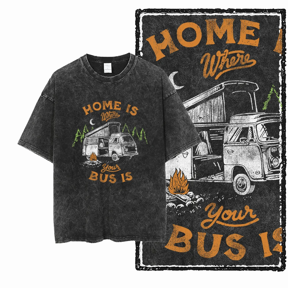 كول الشارع الشهير الرجال والنساء حجم كبير تي شيرت YN التخييم وفان الحياة المطبوعة القطن حمض غسلها نمط للجنسين تي شيرت