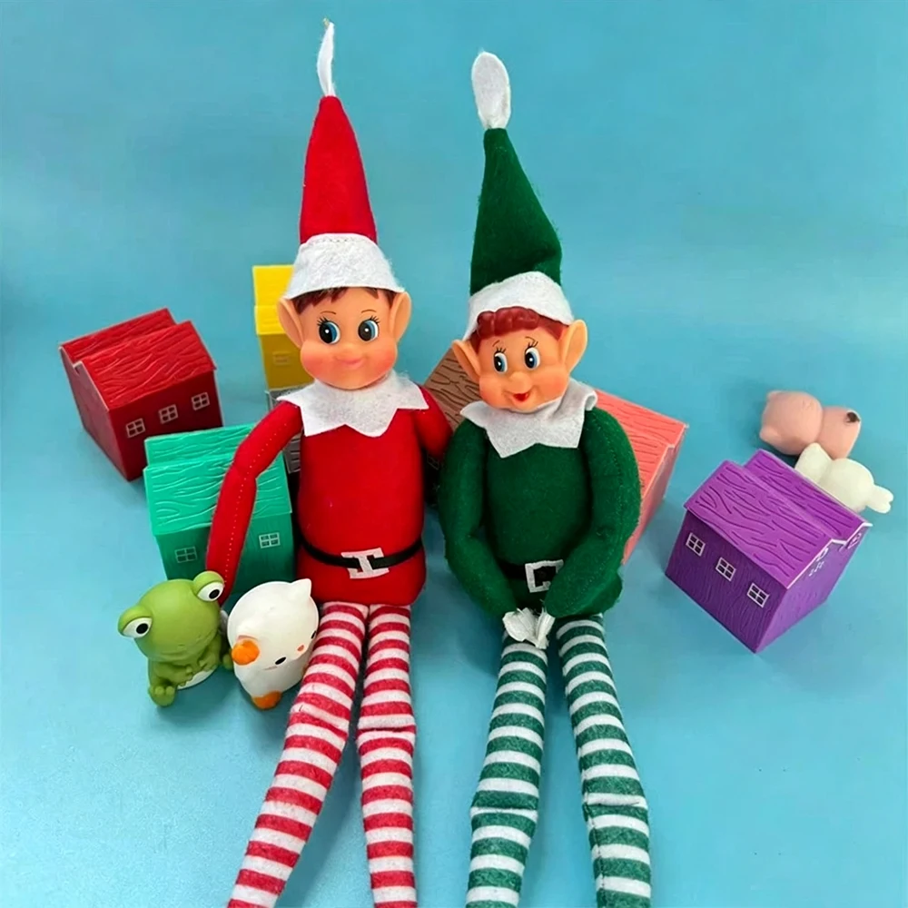 New multi-color striped Christmas elf doll Christmas Elf soft rubber face elf doll holiday decoration ornament Christmas gift