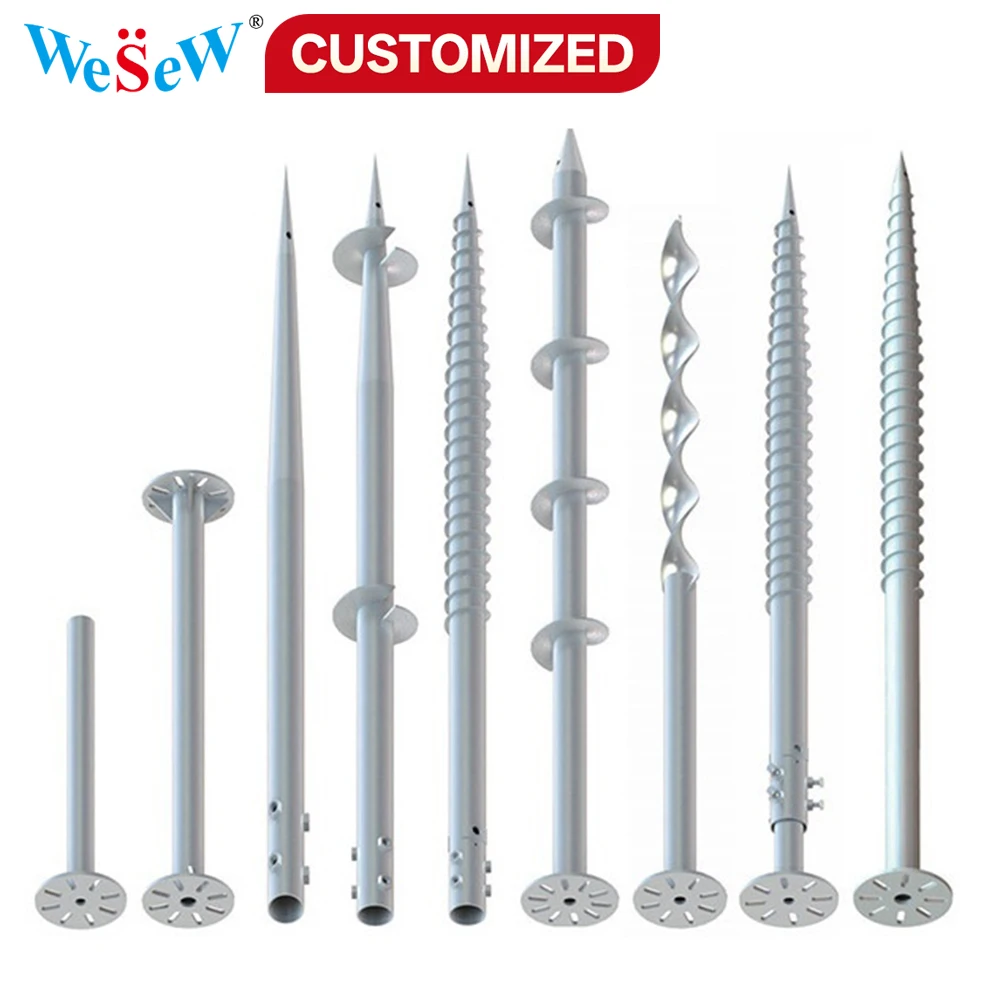 Custom Hot-Dip Galvanized Helical Ground Anchors Solar Power Plant Ground Anchors Multi-Blade Flange Embedded Ground Anchors
