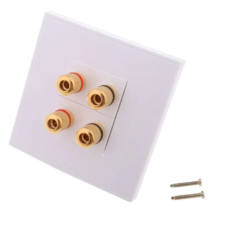 Panel Terminals 2 Speaker 4 Binding Post Banana Connector Channels Wall Socket Plate Surround Sound Faceplate