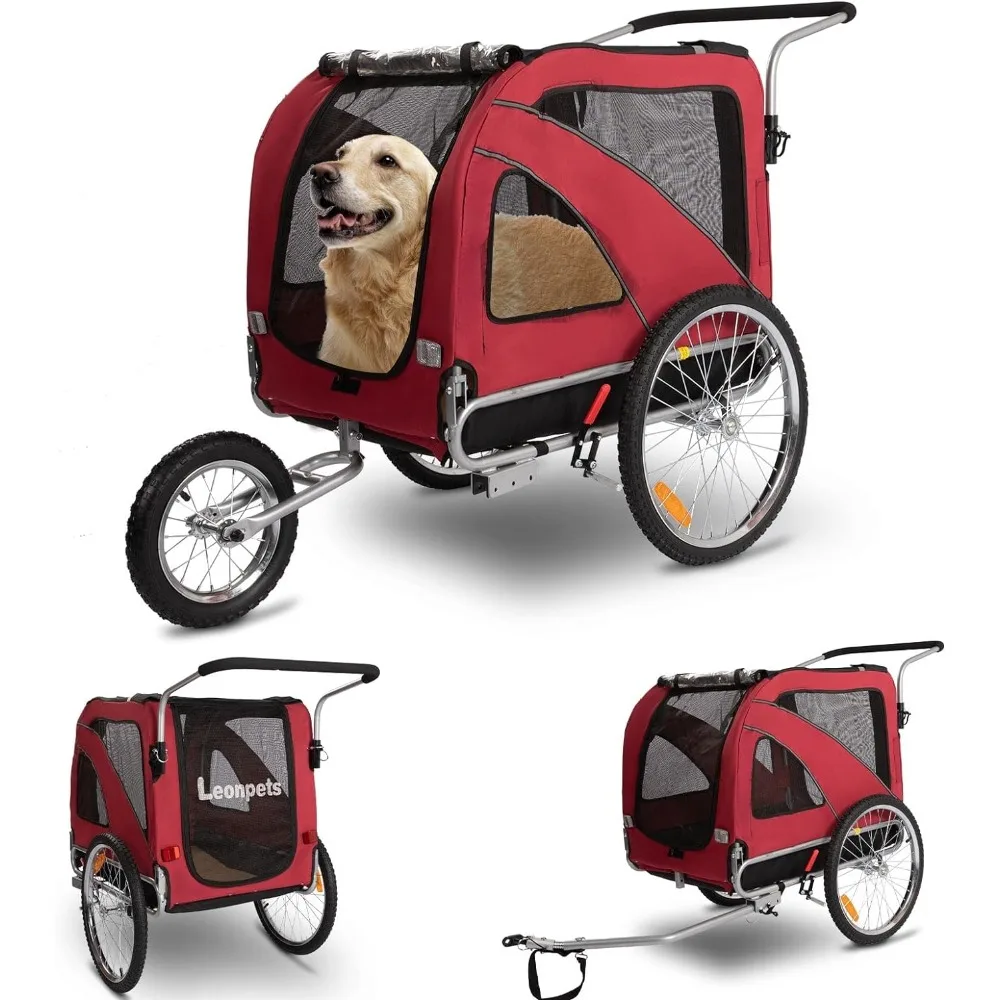 

Pet Strollers, Dog Cart for Large, Bicycle Trailer with Jogger and Stroller, Quick Set-up and Fold Down with Pet Strollers