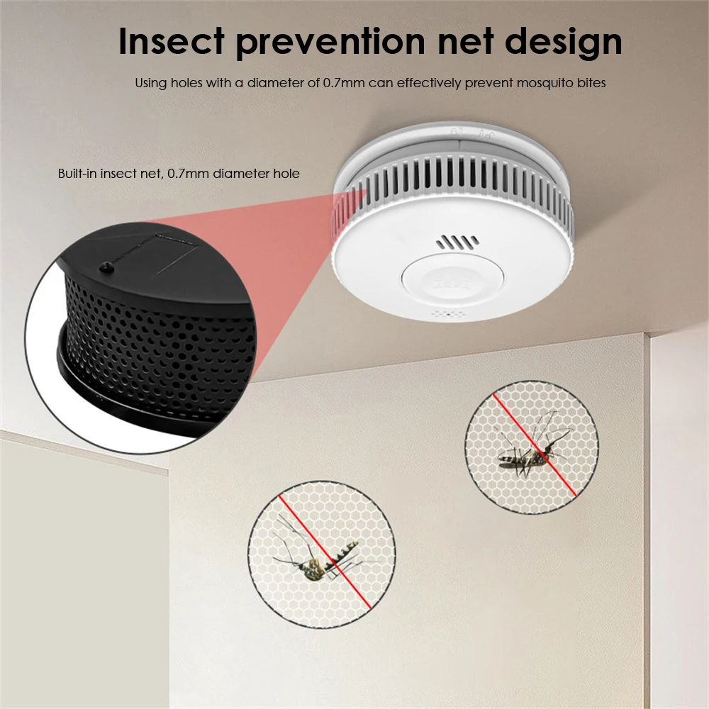 Smoke Alarm Freestanding Smoke Detector Fire Alarm Sensor Security System Smart Security Protection Commercial Home Assistant