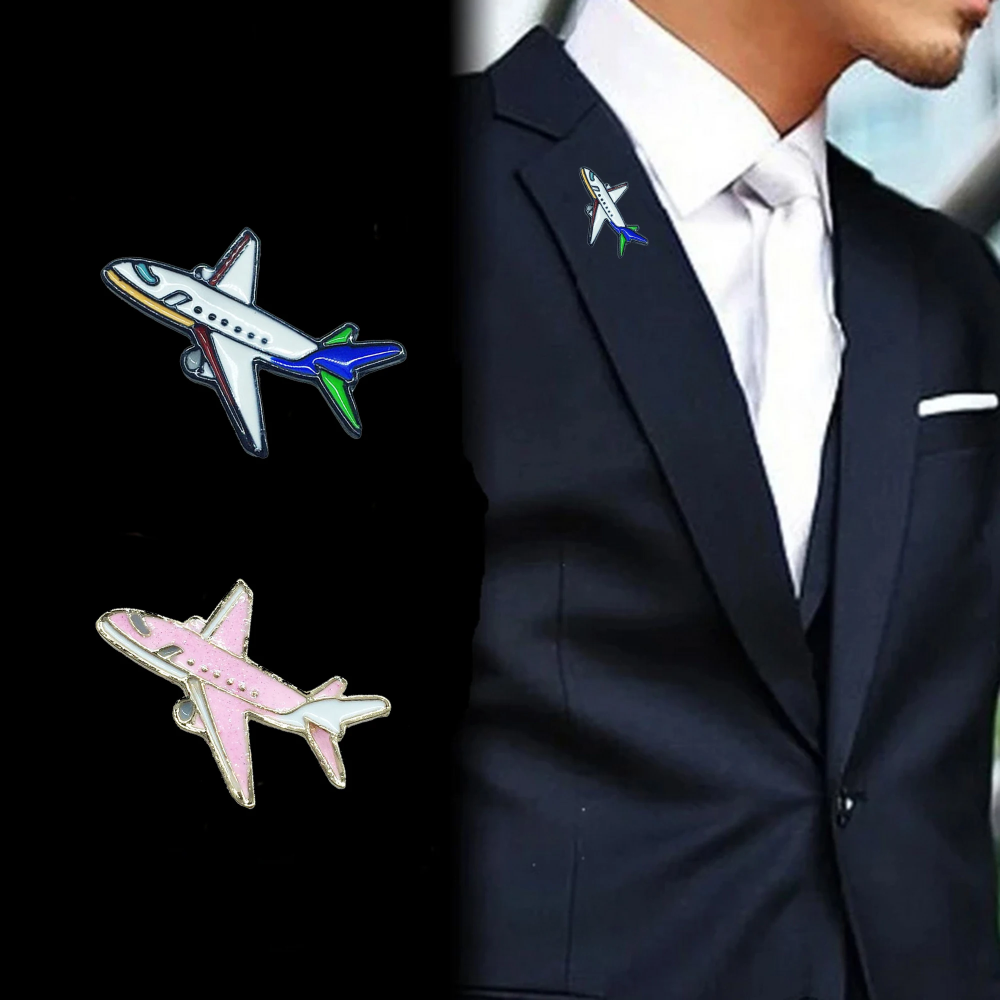 Charms Airplane Brooch Pins Enamel Red Blue Plane Luxury Brand Brooches for Women Men Costumes Aircraft Brooch Dropship Gifts