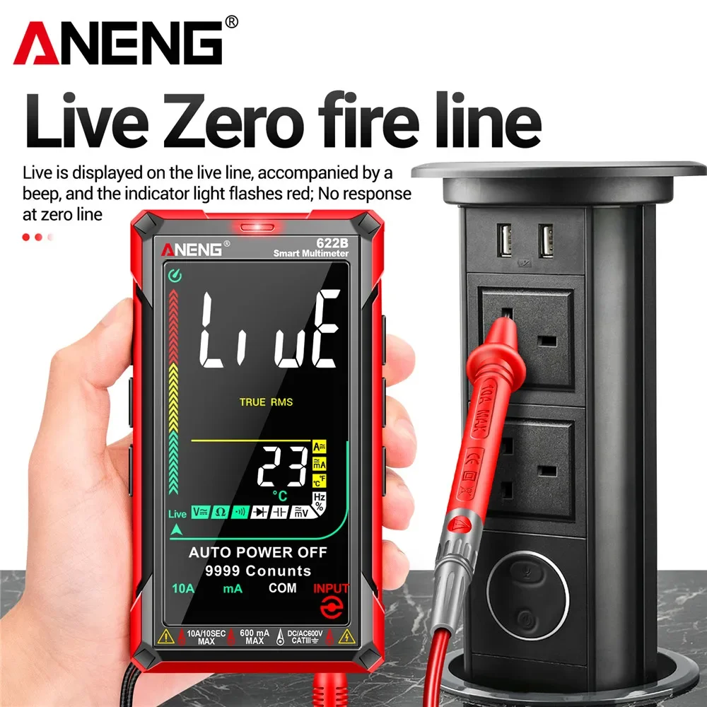 ANENG 622B Digital Smart Multimeter With Laser Lamp Auto Range True RMS DC/AC Voltage 9999 Analog Tester Meter Multitester