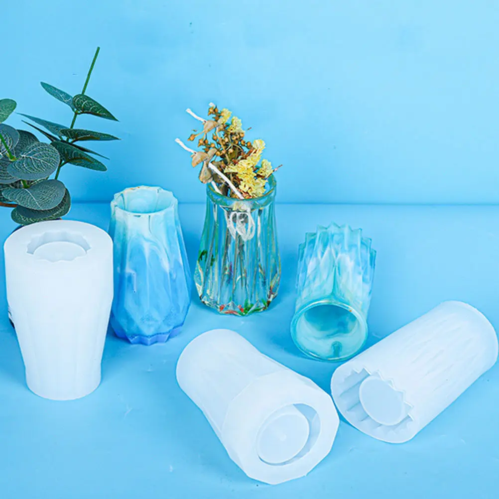 

3Pcs Silicone Vase Mold DIY Epoxy Crystal Mould Non-Stick Flower Arrangement Container Pen Brush Holder Silicone Vase Mold