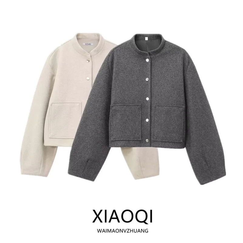 

Autumn 2024 Women's Versatile ort Pilot Jaet Coat Patch ket Decor Loose Fit Regular Length Zipper Closure Faionable