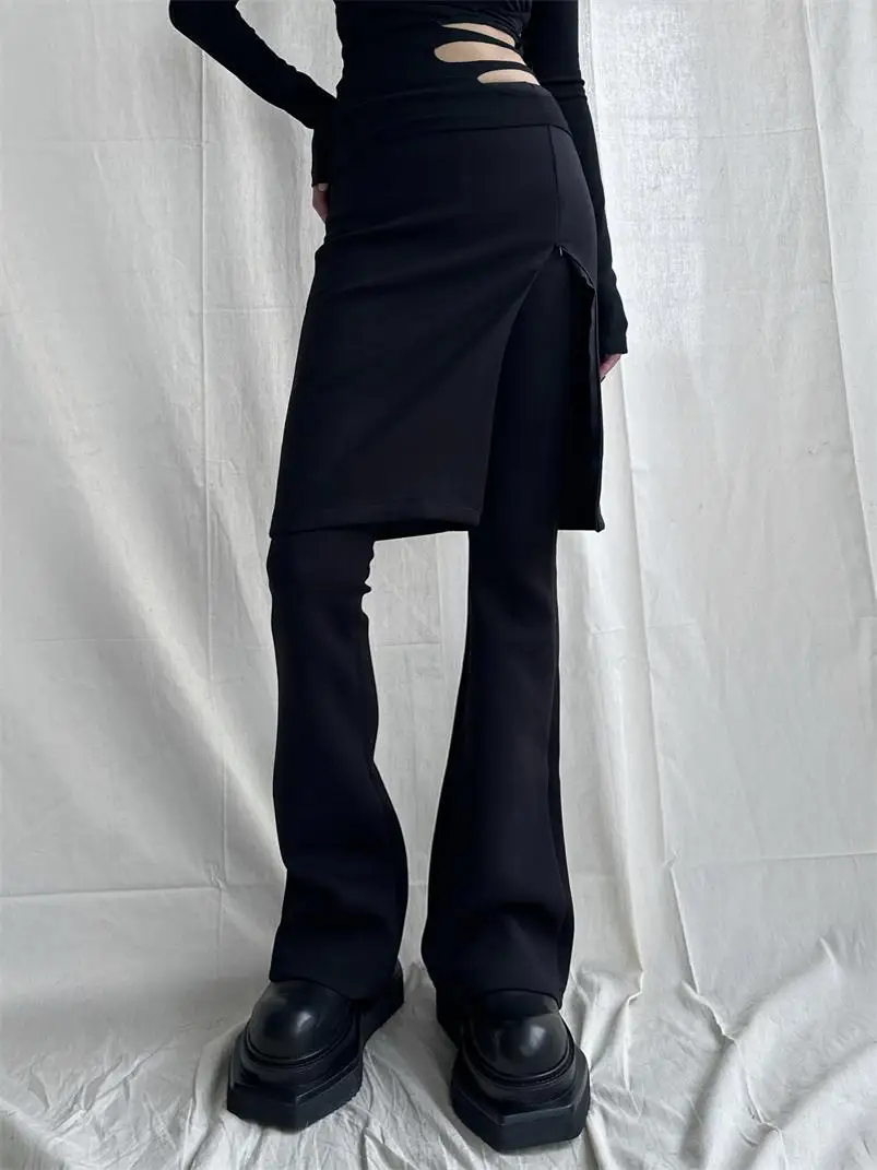 

Джинсы женские Moonlet Ultra Slimming, длинные, с эффектом двухслойности, расклешенные, с разрезом, с высокой талией, широкие штанины