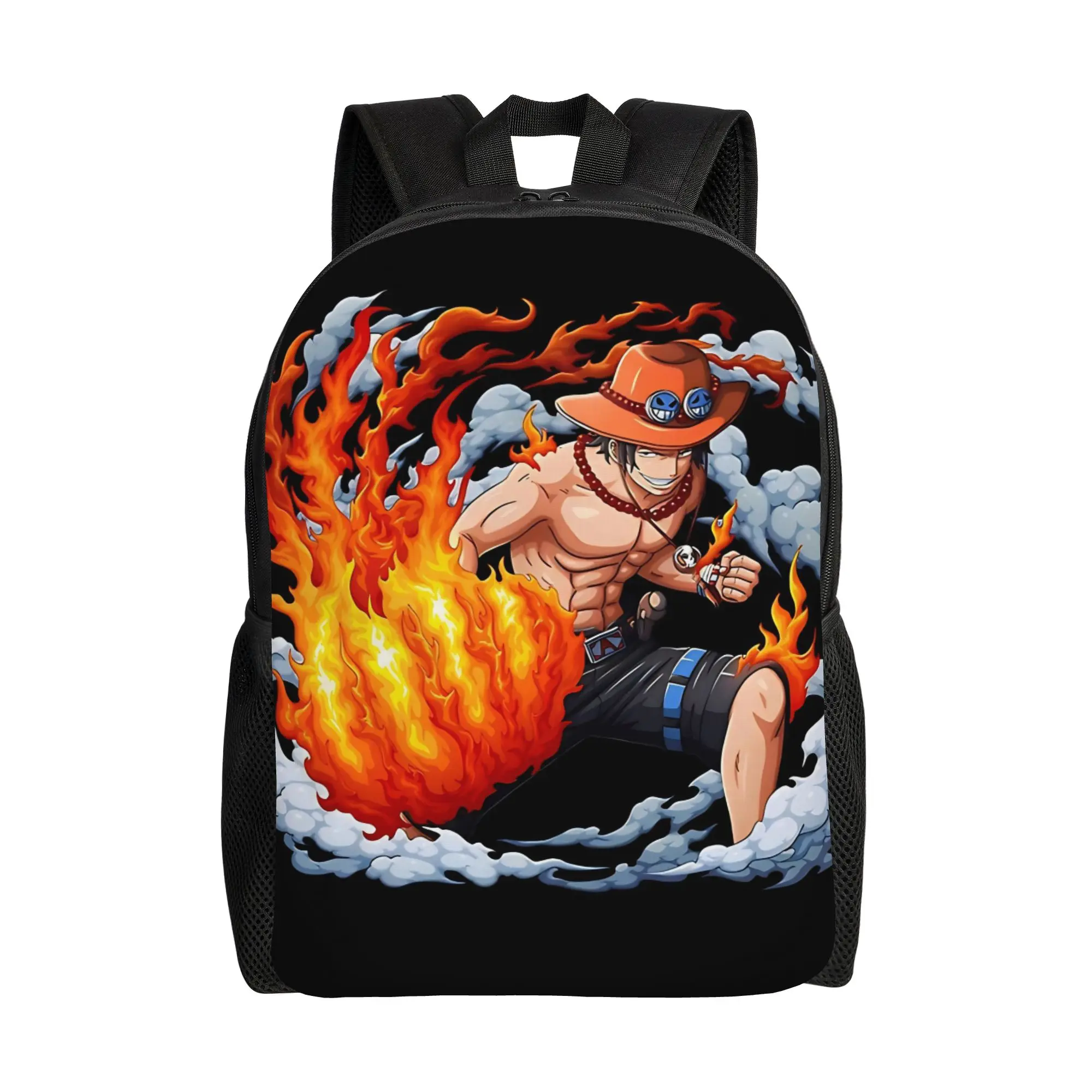 

One Piece Storage Bag Back to school season Portgas D Ace Sturdy Shoulder Backpack