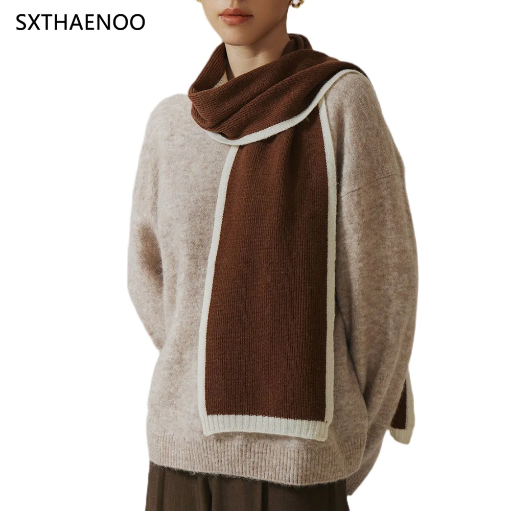 SXTHAENOO 2024 Women's Winter Solid 100% Wool Scarf Short Neck Scarf Scarves For Girls Shawls Warm Wraps Lady &Men Scarf