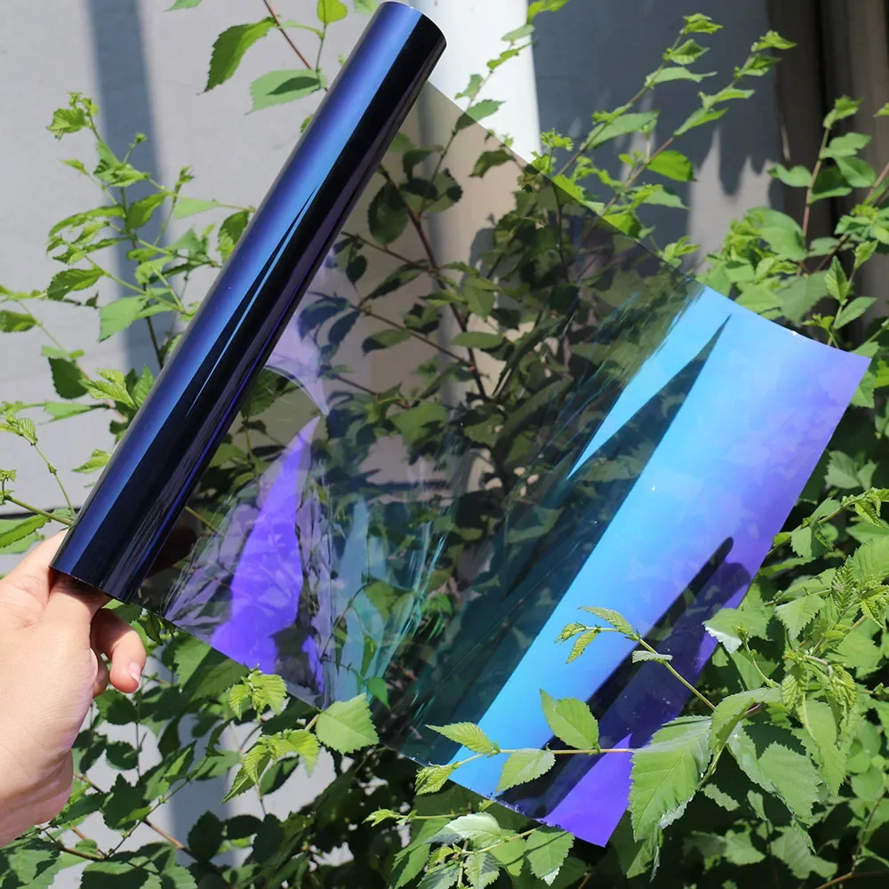 152x80/90/100cm Blue Discolored glass film Chameleon Car Tinting Decorative Window Adhesive Solar Film