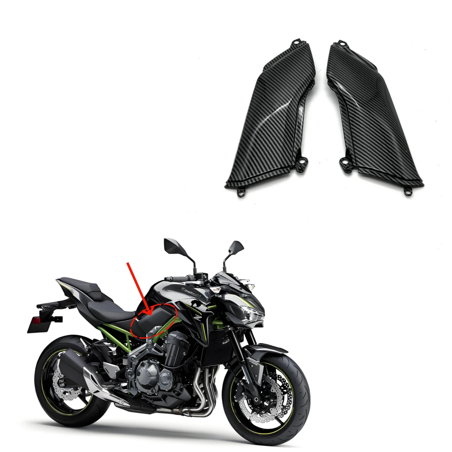 オートバイ下側タンクフェアリングパネルカワサキ-z900-2017-2023-ボディカバー装飾シェルアクセサリー