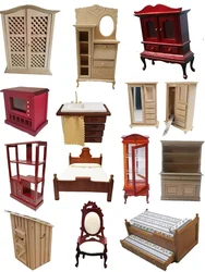 1:12miniature Dollhouse Furniture Mini Mirror Wardrobe High Stand Cabinet Corner Cabinet New Diy Miniature Dollhouse Accessories