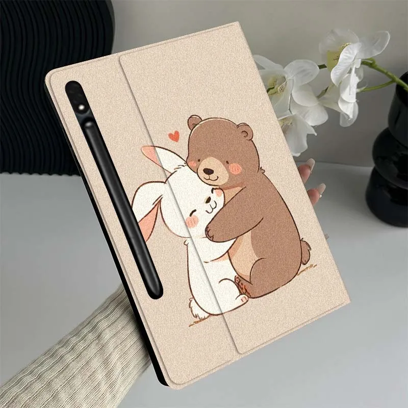 

Cartoon Bear Rabbit Hug Tablet Case For Samsung Galaxy Tab S7 S8 S9 S10 FE Lite Gift