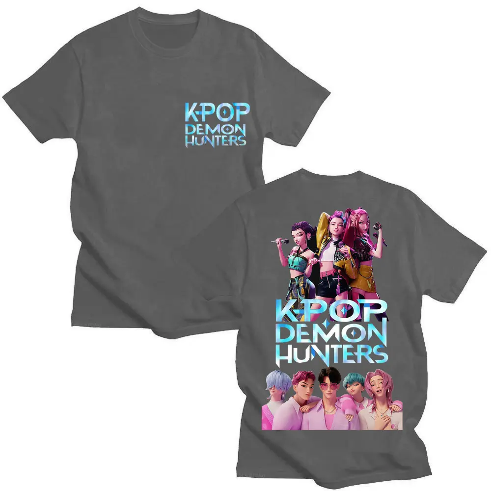 فيلم KPop أنيمي شيطان الصيادين ساجا بنين تي شيرت الرجال النساء موضة قصيرة الأكمام المتضخم القطن عادية فضفاض تي شيرت المشجعين الهدايا