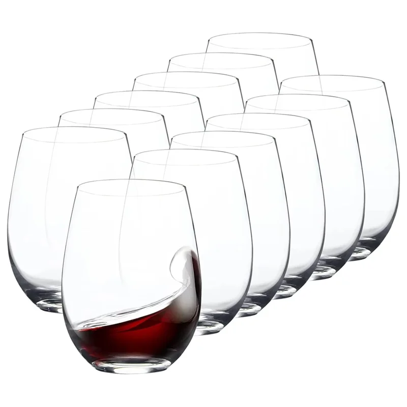 

【Flash Deal】Smooth Rim Plastic Tumblers 12PCS Stemless Disposable Wine Glasses For Red White Wine Juice Water
