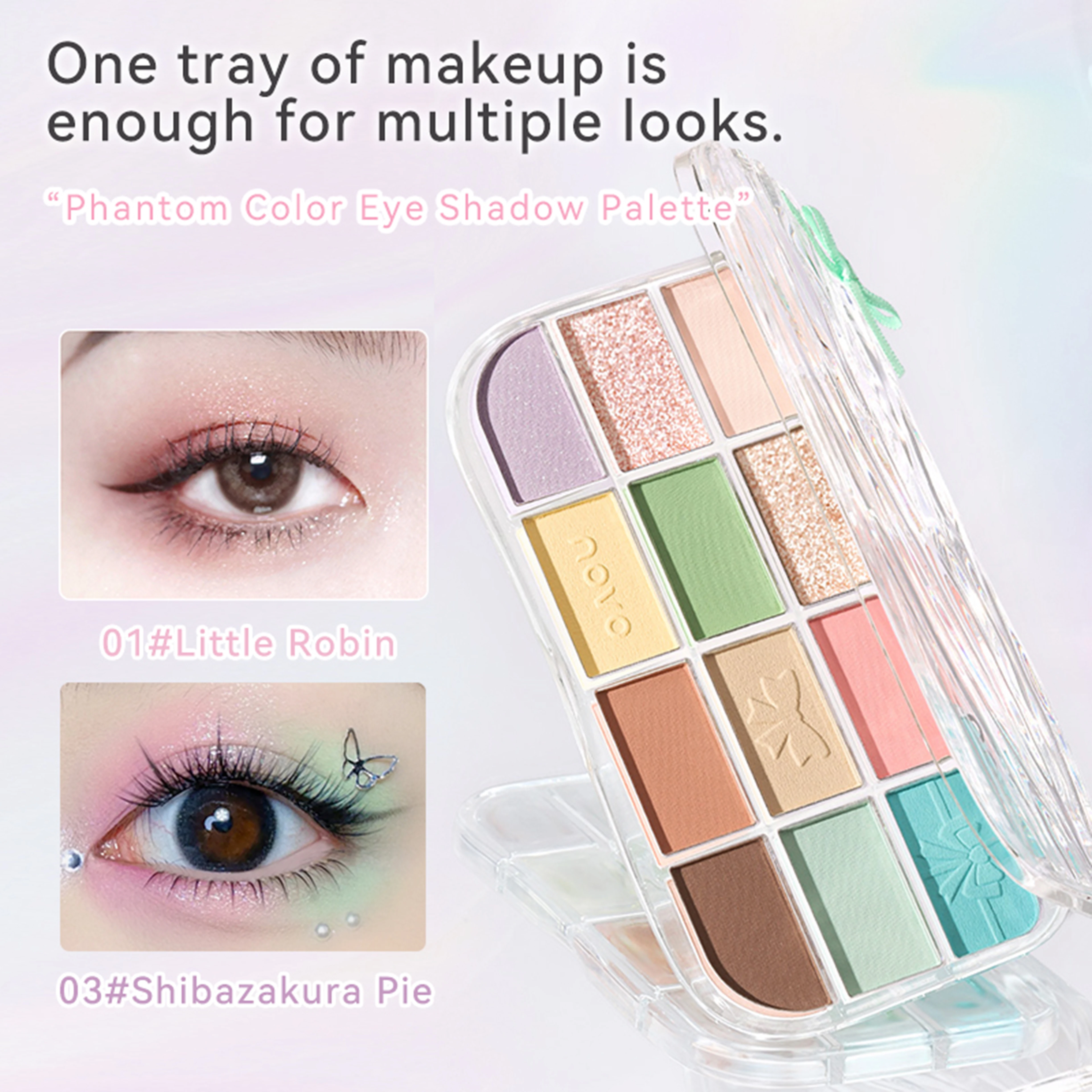 NOVO Long-lasting, smudge-proof macaron-coloured eyeshadow palette with matte, pearlescent and highlighting shades