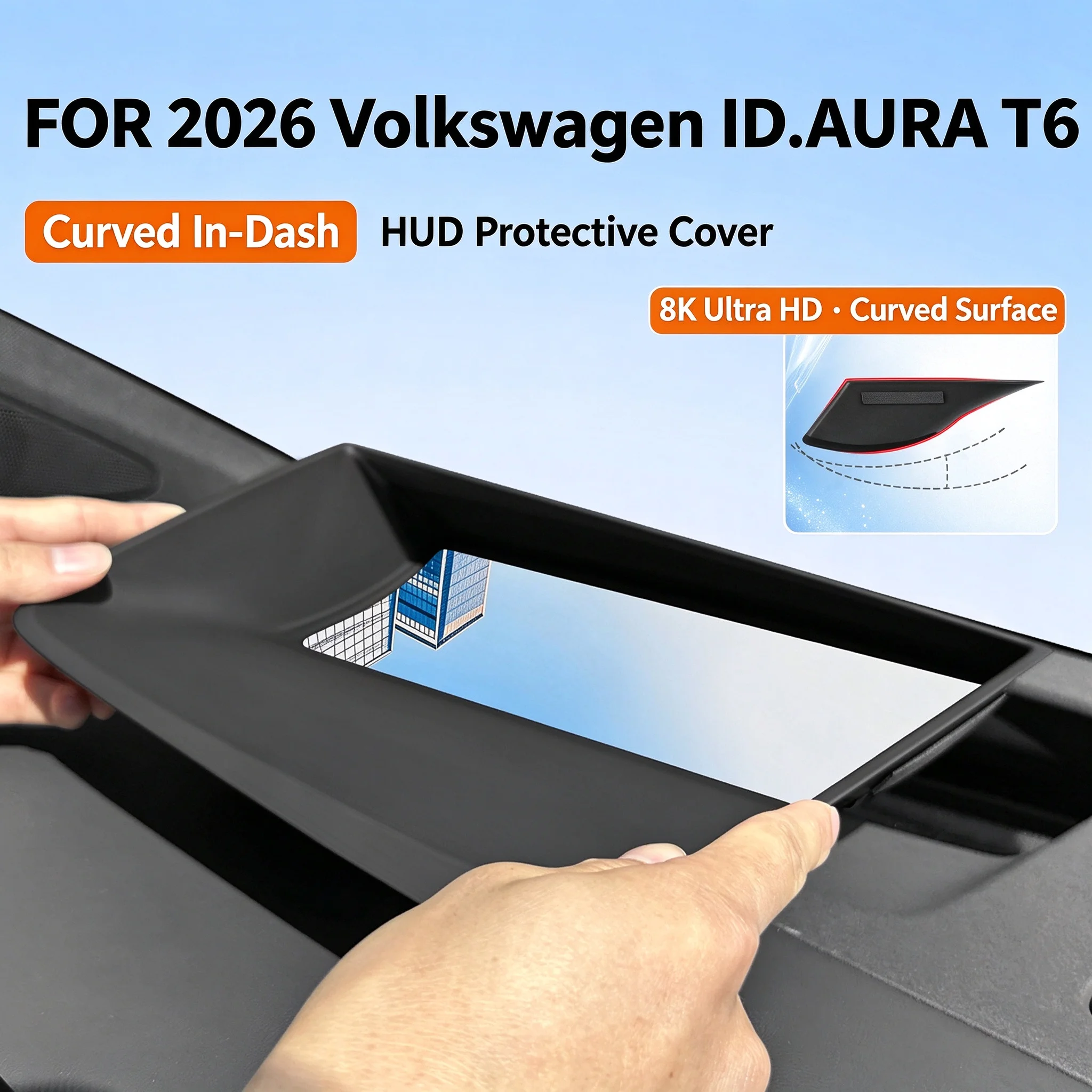 FOR 2026 Volkswagen ID.AURA T6 LHD Car HUD Head Up Display Protective Cover, Embedded Curved Soft Film