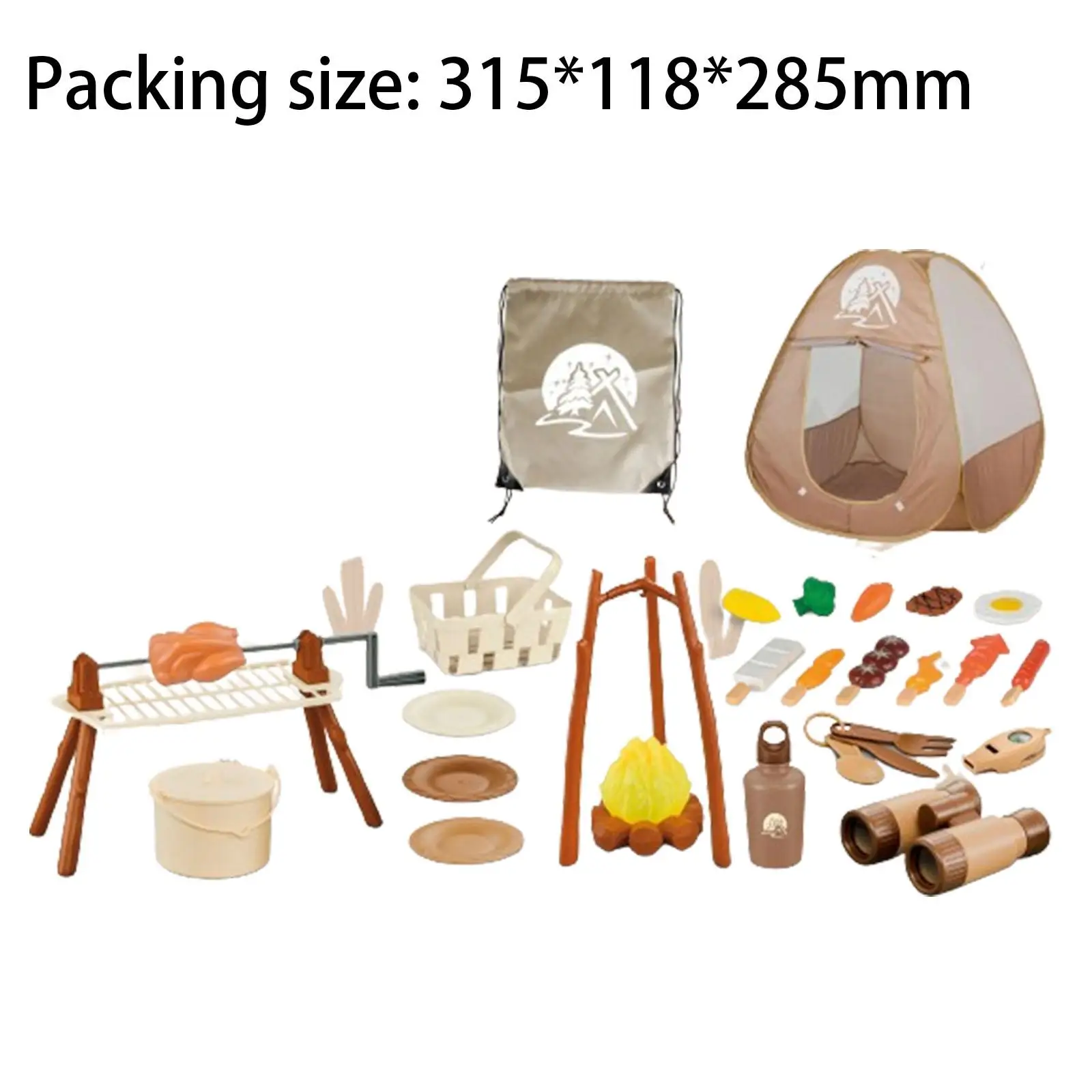 34x Set da campeggio per bambini Set da gioco alimentare per lo sviluppo Pentole e utensili Giocattolo per feste Giocattolo educativo con tenda da gioco Bomboniera