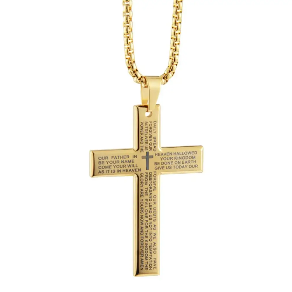 1/3 stücke Christian Bibel Kreuz Kette Halskette Stahl Großen Anhänger Halskette männer Religiöse Gebet Schmuck Corrente Masculina 2026 – Detail 1